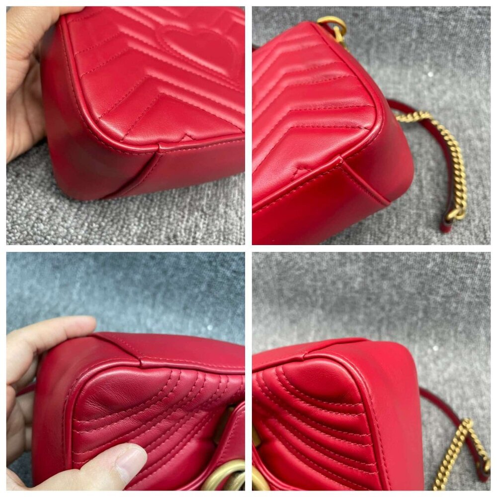 100% Authentic Gucci Marmont Mini Leather Shoulder Bag - Picture 9 of 16